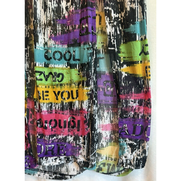 Vintage NYC Womens Y2K Mesh Graffiti Midi Top Size S Club Cyber Art Rave Grunge - Picture 9 of 13